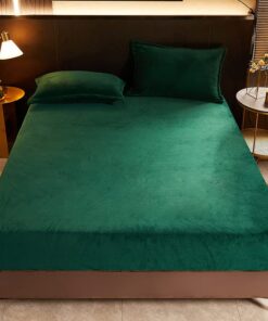 Lanqinglv Warme Flanneleen Laken für Boxspringbett Dunkelgrün 200x200 cm Topper Samt Touch Cashmere