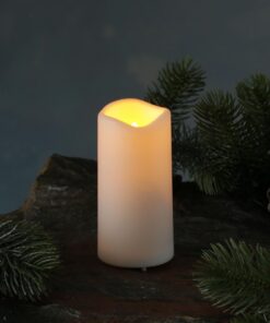 MARELIDA LED Mini KerzeGrabkerze Outdoorkerze mit Timer & Sensor - für Innen/Außen - Weiß - H: 10cm, D: 5cm, 750h Lebens