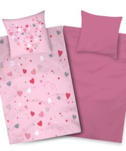 Aminata Kids Bettwäsche Herz-Motiv Baumwolle Rosa Pink