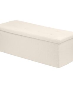 Harbour Housewares Faltbarer Ottoman mit Stauraum - 111 x 37 x 39 cm - Cremefarbenes Bouclé für Schlafzimmer & Wohnzimme