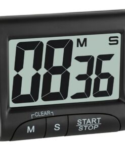 TFA Dostmann Digitaler Timer und Stoppuhr - Multifunktionstimer mit Countdown-Uhr, elektronische Eieruhr, schwarz TFA D