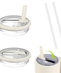 Sprifityy 2-Stück Ersatzdeckel für 40oz Becher - Wiederverwendbar, Auslaufsicher und Staubdicht, mit Trinkhalmen, für St