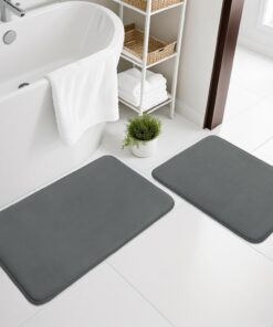 Chakme 2 Teiliges Ultra Dicke Badematte Memoryschaum rutschfest Anthrazit 40×60 cm + 50×80 cm