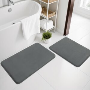 Chakme 2 Teiliges Ultra Dicke Badematte Memoryschaum rutschfest Anthrazit 40×60 cm + 50×80 cm