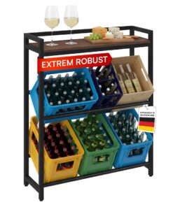 STEELSØN Astris Getränkeregal - stabil & Platzsparend für 6 Kisten - Schrank in Schwarz/Braun Metall - perfekt für Bierk