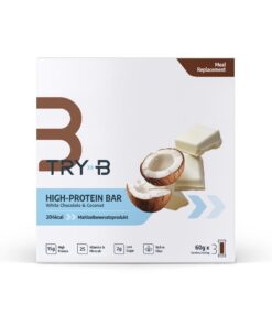 TRY‑B White Chocolate Coconut - Mahlzeitenersatzriegel +25 Vitamine & Mineralstoffe - Unterstützt Gewichtsmanagement & b