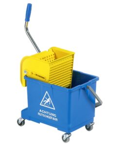 Reinigungswagen mit Presse für Profi und Hausverwaltung, Doppelkammer Putzwagen ca. 19 Liter, mit Wischwagen und Auswrin