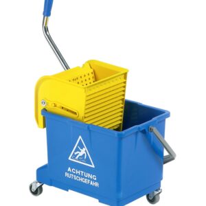Reinigungswagen mit Presse für Profi und Hausverwaltung, Doppelkammer Putzwagen ca. 19 Liter, mit Wischwagen und Auswrin