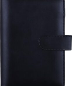 HAUTOCO A6PU-Leder Notizbuch, nachfüllbar, für persönlichen Planer und lose Blätter, Schwarz