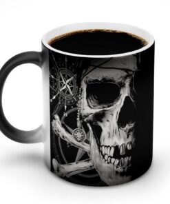 Modische Pirat und Totenkopf-Kompass Wechselfarbige Beheizte Kaffeetasse zur Geschenkidee | Wärmeempfindliche Keramik-K