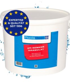 PoolsBest pH Senker Granulat 10kg - pH Minus für Pool-PH-Regulierung - Hochwertiges Pool pH Senker Granulat - inkl. Mess