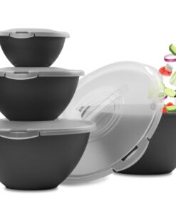 Hausfelder Salatschüssel Set groß mit Deckel für Familien in der Küche | Hausfelder Salatschüssel Set groß mit Deckel,