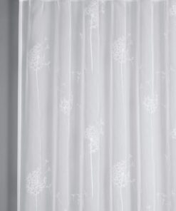 Gardinia Transparenter Schlaufenschal, Voile-Flock, Weiß, 140 x 245 cm Gardinia Vorhang mit angenähten Schlaufen, Weiß