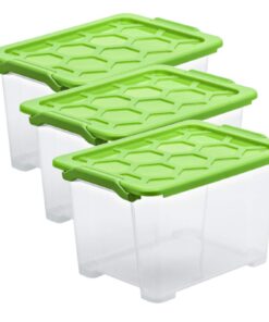 Rotho Evo Safe Keeping 3er-Set Aufbewahrungsbox 15l BPA-frei für Lebensmittel, praktisch und zeitgewandt, 15l (39.3 x 28