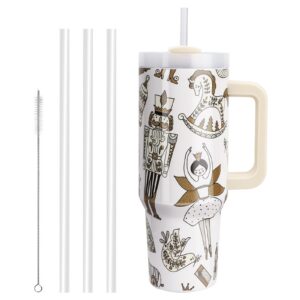 WALLFID 40oz Vakuum-Isolierte Thermobecher aus Edelstahl, Idealer für Kaffee und Tee, 3 Strohhalme und Bürste inclusion,