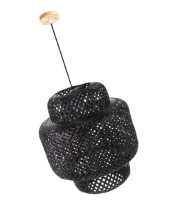 LIFKOME Bambusgewebte Pendelleuchte Für Küchen Und Wohnbereich Mit 30cm DurchmesserVintage Hängelampe