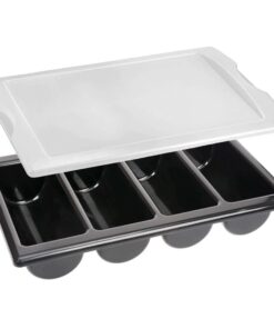 GRÄWE Besteckkasten mit 4 Fächer, schwarz, praktische Aufbewahrung für Ihre Essbestecke, Made in Germany