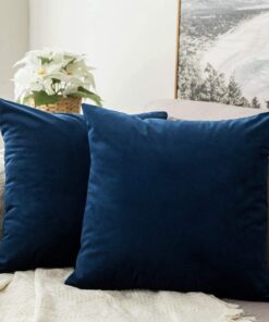 MIULEE Dekorative Quadrat Wurf Kissenbezüge Set für Sofa Schlafzimmer Dunkelblau 16x16 Zoll 40x40 cm