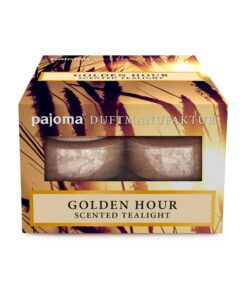 Duftteelichte pajoma® Golden Hour 12 Stück Deko Uses | Polycarbonathülle Stearinsäure-Wachs | ca. 3 Stunden Brenndauer |