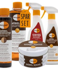 Renuwell Möbel-Regenerator Set – Intensive Pflege, Reinigung und Schutz für Holzmöbel + Möbel-Öl + Möbel-Wachs + Swiss R