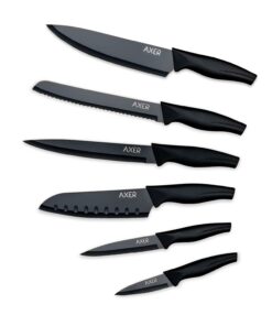 Axer Küchen Messerset Schwarz - Scharfe Küchenmesser für die Küche - Hochwertiges Messer Set für Profis und Anfänger - K
