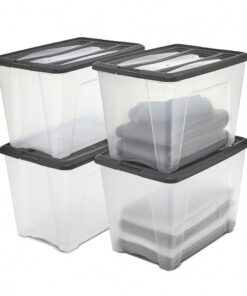 Iris Ohyama NTB-60 Aufbewahrungsboxen Schwarz 60L 4er-Set BPA-freies Plastik