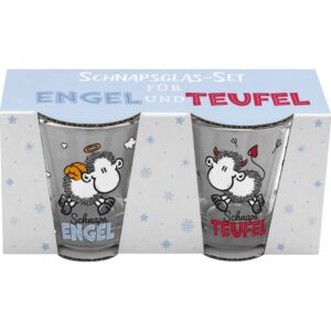 Sheepworld Schnapsglas-Set Motiv "Engel, Teufel" | Geschenk für Männer, 2 x 6 cl, farbig gedruckt | lustiges Geschenk, i