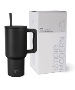 Simple Modern Thermobecher für Frauen und Männer | Isolierter Edelstahl-Trinkbecher mit Strohhalm und Griff | Trek 890ml