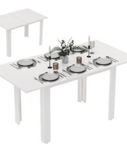 HOMCOM Ausziehbarer Küchentisch 120-160 x 80 cm für 4-6 Personen Modern Hochglanzweiß | HOMCOM Hochglanzweiß Ausziehbar