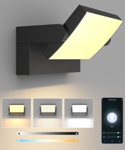 Klighten 24W Außenwandleuchte Schwarz für Eingang und Flur mit APP-Steuerung und Wasserdichthüllen IP65