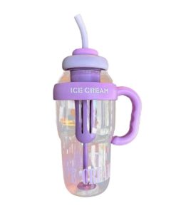 Thermobecher mit Stroh und Griff 40oz Spülmaschinenfest Kaffeebecher Autobecher für Kalte Heiße Getränke Schwarz (Lila)