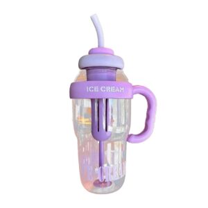 Thermobecher mit Stroh und Griff 40oz Spülmaschinenfest Kaffeebecher Autobecher für Kalte Heiße Getränke Schwarz (Lila)