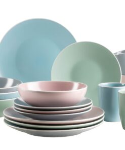 MÄSER 934006 Serie Elissa Geschirr Set - modern für 4 Personen - bunte Mattglasuren mit weißem Rand - 16-teiliges Kombi