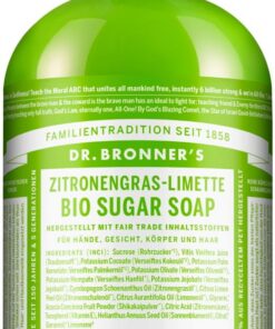 Dr. Bronner's Bio Sugar Soap Zitronengras Limette | Für Hände Gesicht Körper Haar | 710 ml