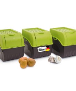 Novaliv Kartoffel Aufbewahrungsbox - 3x groß 9L GRÜN | Frischhaltedose für Kartoffeln und Zwiebeln | Stapelbarer Gemüseb