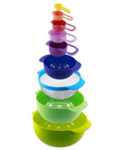 Herzberg HGBOL9N1FS 100% recycelbares Edelstahl Set 9-teilig für Schalen und Dostern Schüssel-und Messer-Set für Familie