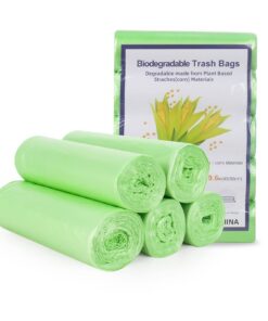 Biomüllbeutel 100 Stück Umweltfreundlich Kompostierbar für Kücheẫume Biologiemüllbeutel 5 Rollen 45x50cm Grün
