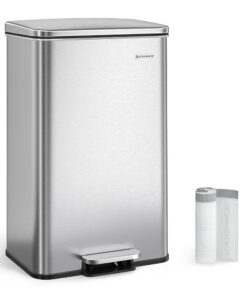 SONGMICS Küchenabfalleimer 40 l Soft-Close Edelstahl Silber