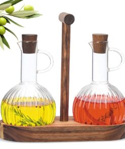 HARLIANGXY Essig und Ölflaschen Set für Küche und Esszimmer, Glas Essigspritzen und Tropfsichere Ölflaschen, 2 x 300ML