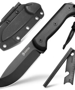 NedFoss SEAL BK Outdoor Messer für Outdoor- undSurvival-Umfälle, 10.5cm D2 Stahl Full Tang Bushcraft Messer mit 10cm Feu