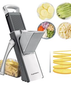SupMakin Verstellbarer Gemüseschneider Once for All - Genius Mandoline für Kartoffeln & Zwiebeln (Grauweiß, Global Recyc