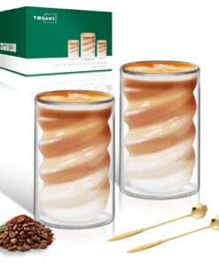 Twoant Doppelwandige Latte Macchiato Gläser 400ml Kaffeegläser Cappuccinotassen Thermogläser Borosilikatglas