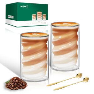 Twoant Doppelwandige Latte Macchiato Gläser 400ml Kaffeegläser Cappuccinotassen Thermogläser Borosilikatglas