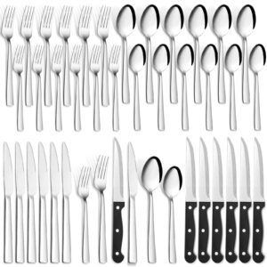 Edelstahl Besteck Set für 6 Personen, Bastwe 36 Teile, Hochwertige Messer, Gabel und Löffel für Familie/Party/Hotel, Spü