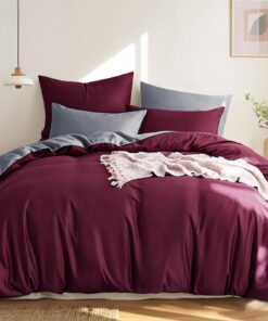 RUIKASI Rot Baumwoll Bettwäsche Set 200x220cm 3tlg Wendebett OEKO-TEX