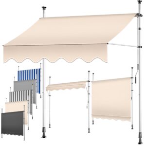 Kессер® Klemmmarkise mit UV-Beständigkeit & Höhenverstellung 350cm Balkon Terrassenüberdachung