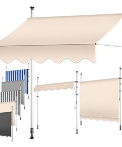 Kессер® Klemmmarkise mit UV-Beständigkeit & Höhenverstellung 350cm Balkon Terrassenüberdachung