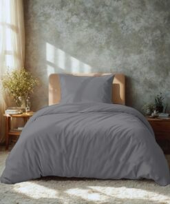 Komfortec Premium Superweiches Bettwäsche 155x220 cm + Kissenbezüge 80x80 cm, gebürstet 100% Mikrofaser, Grau OEKO-TEX S