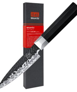 SHAN ZU Scharfes Fruchtschälmesser 9Cr18MoV Edelstahl 10cm,Ultra-Scharf, Ergonomischer G10 Griff für Küche und Kochanfän