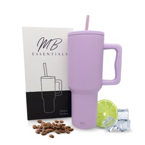 MB Essentials Thermobecher lavendelfarben - Isolierter Tumbler 1200ml - für warme & kalte Getränke | mit Henkel & Strohh